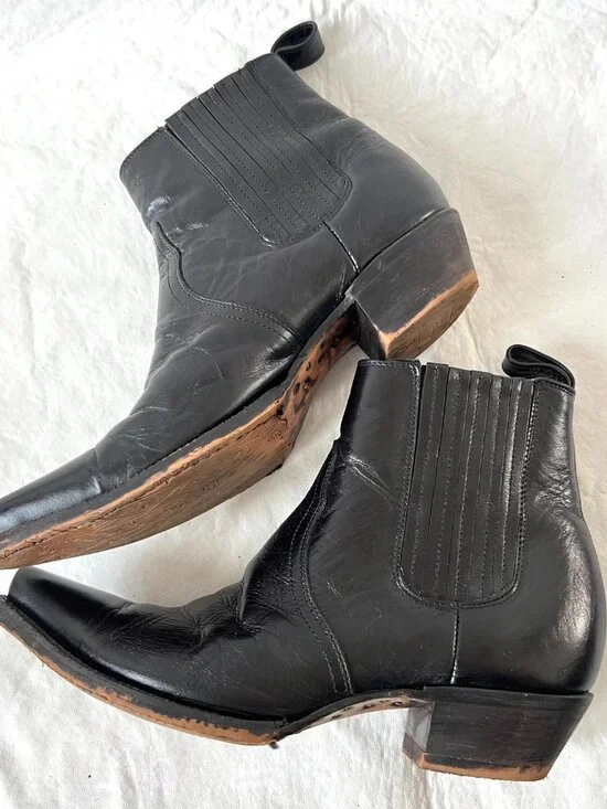 Tony Lama boots Coco short ankle booties womens 7.5 black leather snip toe - Picture 6 of 10